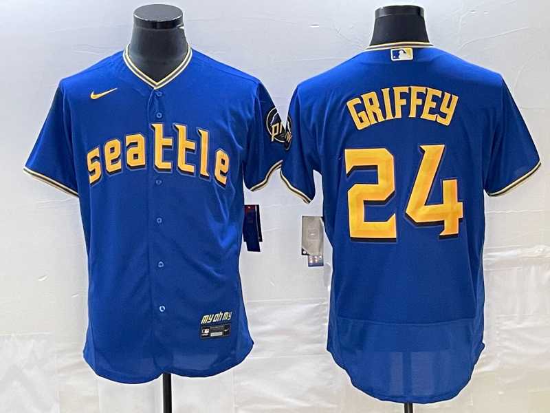 Men's Seattle Mariners #24 Ken Griffey Blue 2023 City Connect Flex Base Stitched Jersey,We sell and wholesale Men's Seattle Mariners #24 Ken Griffey Blue 2023 City Connect Flex Base Stitched Jersey on line form chian!